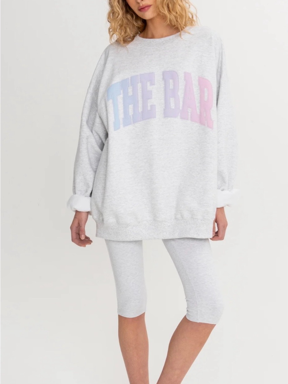 The Bar Light Heather Gray/Lavender Graze.  Oversized Sweatshirt. SOLD OUT!